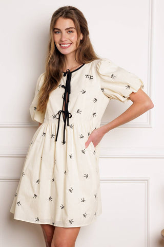 A DAY AT THE VINEYARD WOVEN MINI BADYDOLL DRESS - By Baano