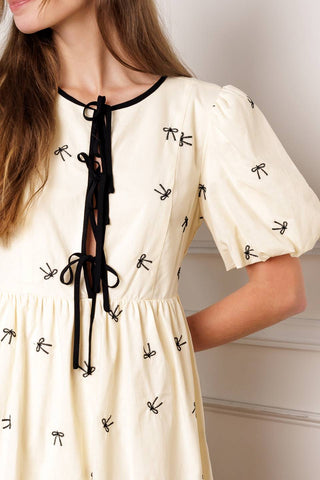 A DAY AT THE VINEYARD WOVEN MINI BADYDOLL DRESS - By Baano