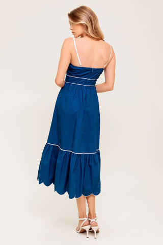 RUSTIC DREAM NAVY WOVEN MIDI DRESS - By Baano
