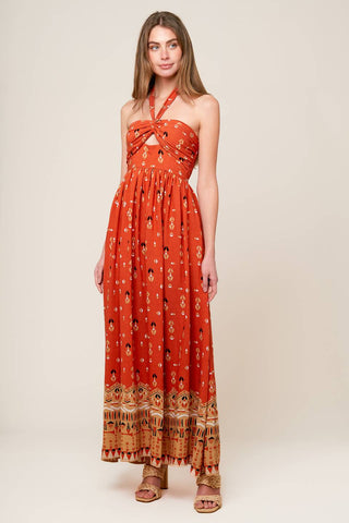 SIDEWALK CAFÉ TERRACOTTA WOVEN MAXI DRESS - By Baano