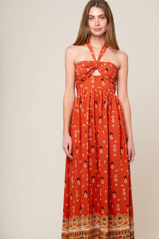 SIDEWALK CAFÉ TERRACOTTA WOVEN MAXI DRESS - By Baano