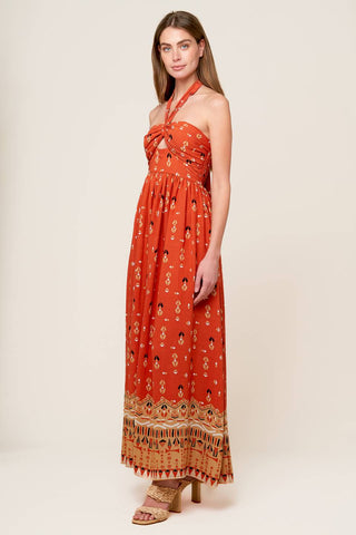 SIDEWALK CAFÉ TERRACOTTA WOVEN MAXI DRESS - By Baano