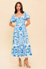 A WORK OF ART BLUE WOVEN MIDI DRESS Flying Tomato