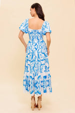 A WORK OF ART BLUE WOVEN MIDI DRESS Flying Tomato