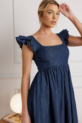 KILLING TIME CHAMBRAY MIDI DRESS - By Baano