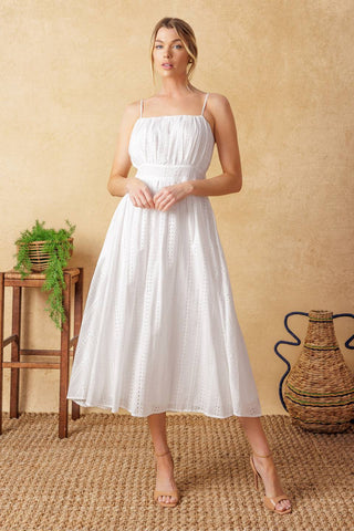BACK AND FORTH EYELET MIDI DRESS - By Baano