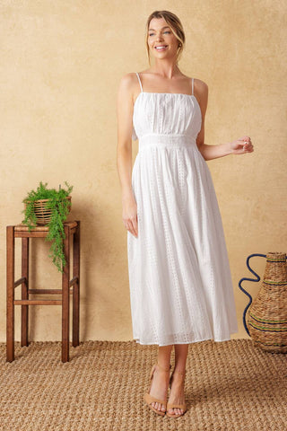 BACK AND FORTH EYELET MIDI DRESS - By Baano