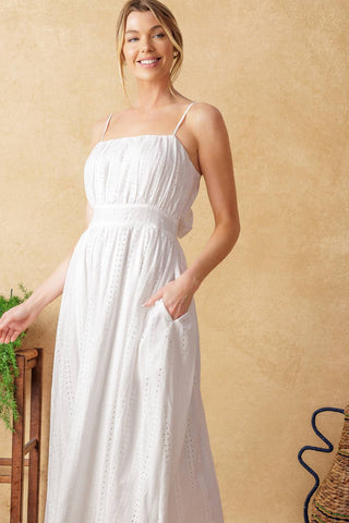 BACK AND FORTH EYELET MIDI DRESS - By Baano