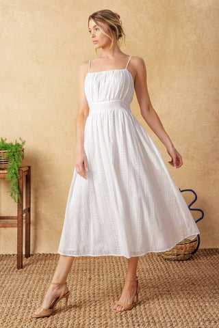 BACK AND FORTH EYELET MIDI DRESS - By Baano