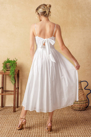 BACK AND FORTH EYELET MIDI DRESS - By Baano