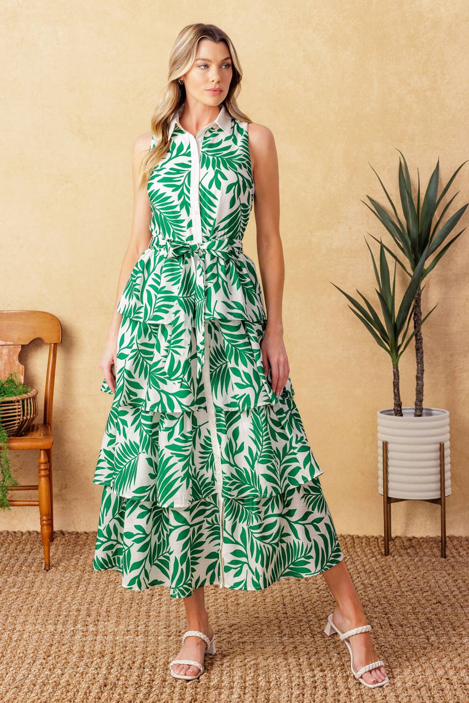 PARK AVENUE WOVEN WOVEN MIDI DRESS - By Baano