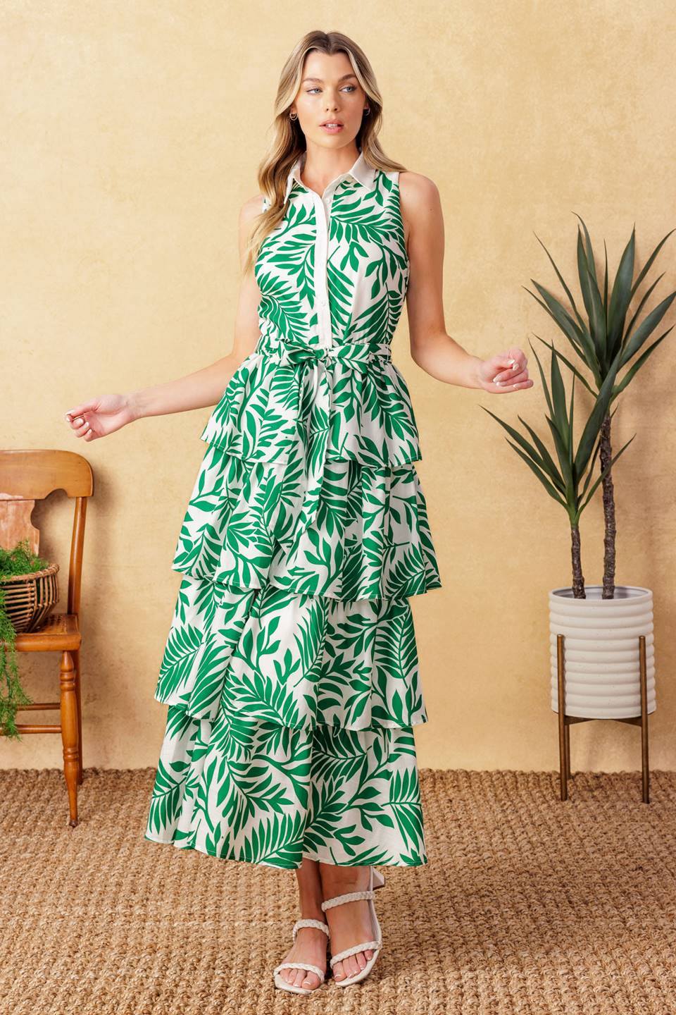 PARK AVENUE WOVEN WOVEN MIDI DRESS - By Baano