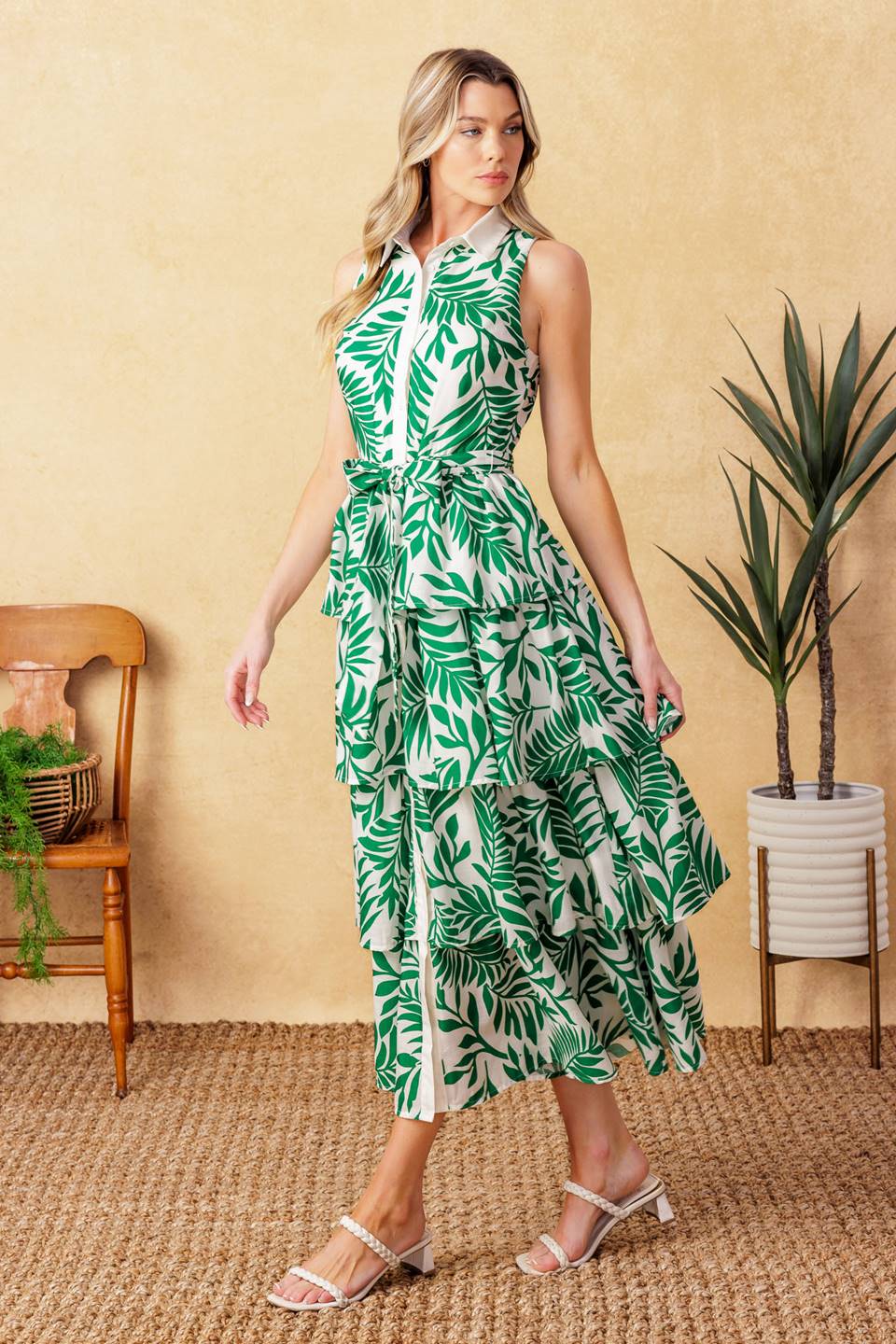 PARK AVENUE WOVEN WOVEN MIDI DRESS - By Baano