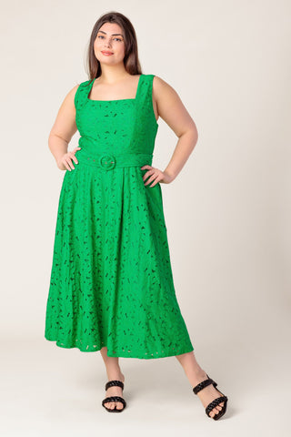 DAFFODILS & DAYDREAMS WOVEN LACE MIDI DRESS - By Baano