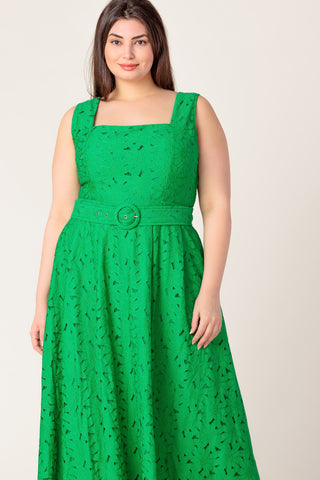 DAFFODILS & DAYDREAMS WOVEN LACE MIDI DRESS - By Baano