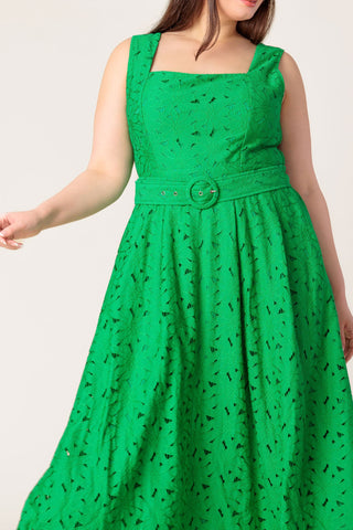 DAFFODILS & DAYDREAMS WOVEN LACE MIDI DRESS - By Baano