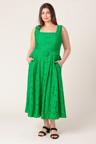 DAFFODILS & DAYDREAMS WOVEN LACE MIDI DRESS - By Baano