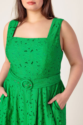 DAFFODILS & DAYDREAMS WOVEN LACE MIDI DRESS - By Baano
