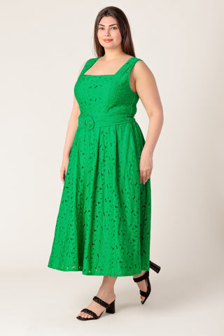 DAFFODILS & DAYDREAMS WOVEN LACE MIDI DRESS - By Baano