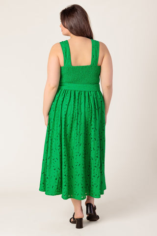 DAFFODILS & DAYDREAMS WOVEN LACE MIDI DRESS - By Baano