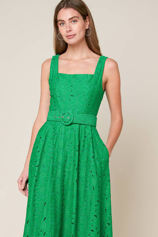 DAFFODILS & DAYDREAMS WOVEN LACE MIDI DRESS - By Baano