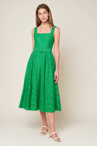 DAFFODILS & DAYDREAMS WOVEN LACE MIDI DRESS - By Baano
