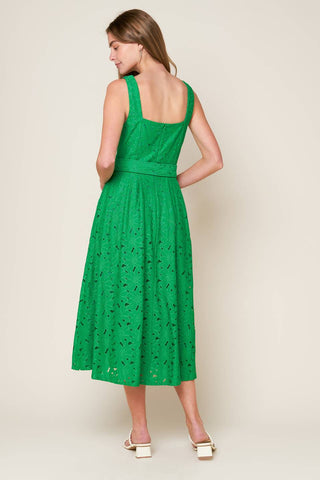 DAFFODILS & DAYDREAMS WOVEN LACE MIDI DRESS - By Baano