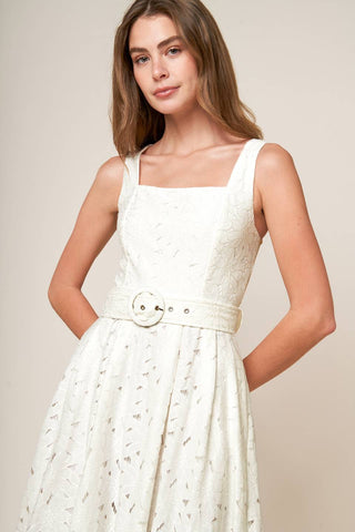 DAFFODILS & DAYDREAMS WOVEN LACE MIDI DRESS - By Baano