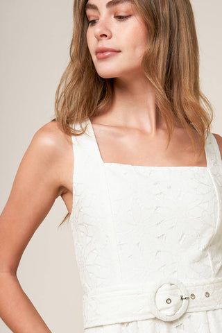 DAFFODILS & DAYDREAMS WOVEN LACE MIDI DRESS - By Baano