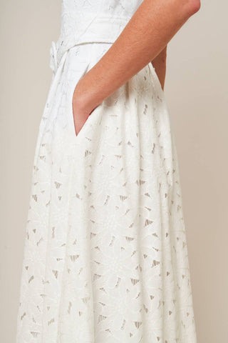 DAFFODILS & DAYDREAMS WOVEN LACE MIDI DRESS - By Baano