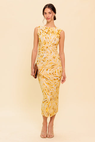 SWEET AS EVER POWER MESH BODYCON MIDI DRESS - By Baano