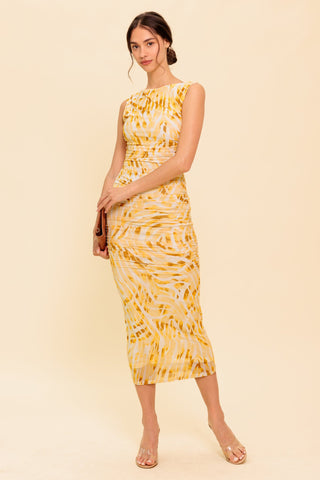 SWEET AS EVER POWER MESH BODYCON MIDI DRESS - By Baano