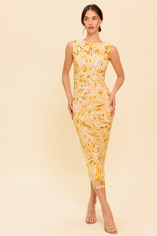 SWEET AS EVER POWER MESH BODYCON MIDI DRESS - By Baano