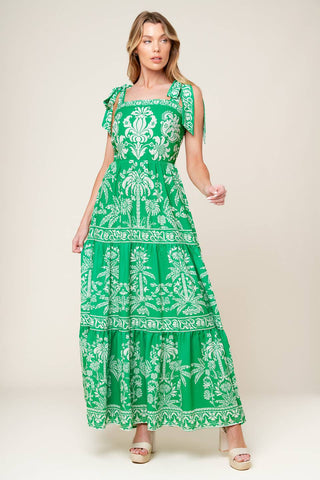 SWEET LIKE GREEN WOVEN MAXI DRESS - By Baano