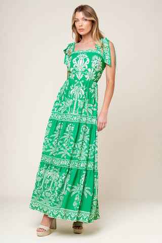 SWEET LIKE GREEN WOVEN MAXI DRESS - By Baano