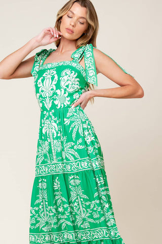 SWEET LIKE GREEN WOVEN MAXI DRESS - By Baano