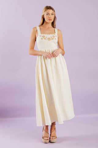 TOTAL CRUSH CREAM WOVEN MIDI DRESS - By Baano