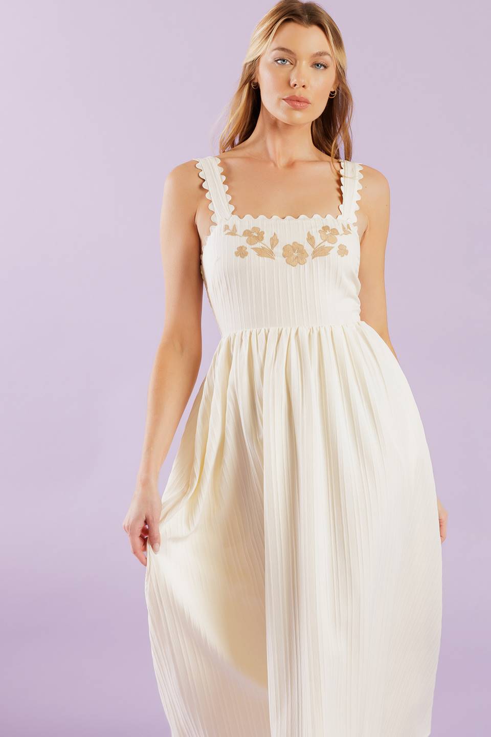 TOTAL CRUSH CREAM WOVEN MIDI DRESS - By Baano