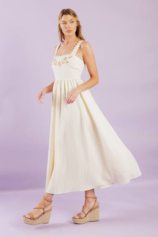 TOTAL CRUSH CREAM WOVEN MIDI DRESS - By Baano