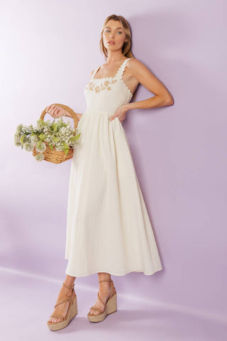 TOTAL CRUSH CREAM WOVEN MIDI DRESS - By Baano