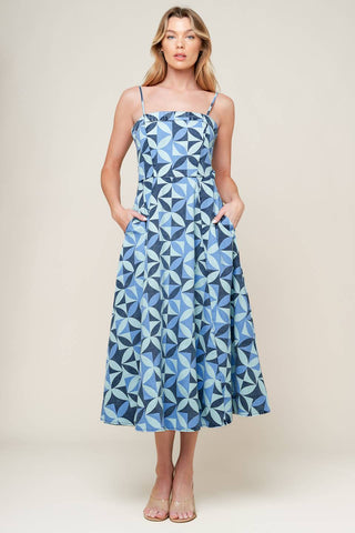 GWENNY BLUE DENIM MIDI DRESS - By Baano