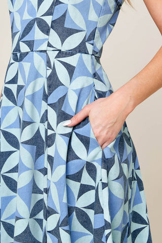 GWENNY BLUE DENIM MIDI DRESS - By Baano