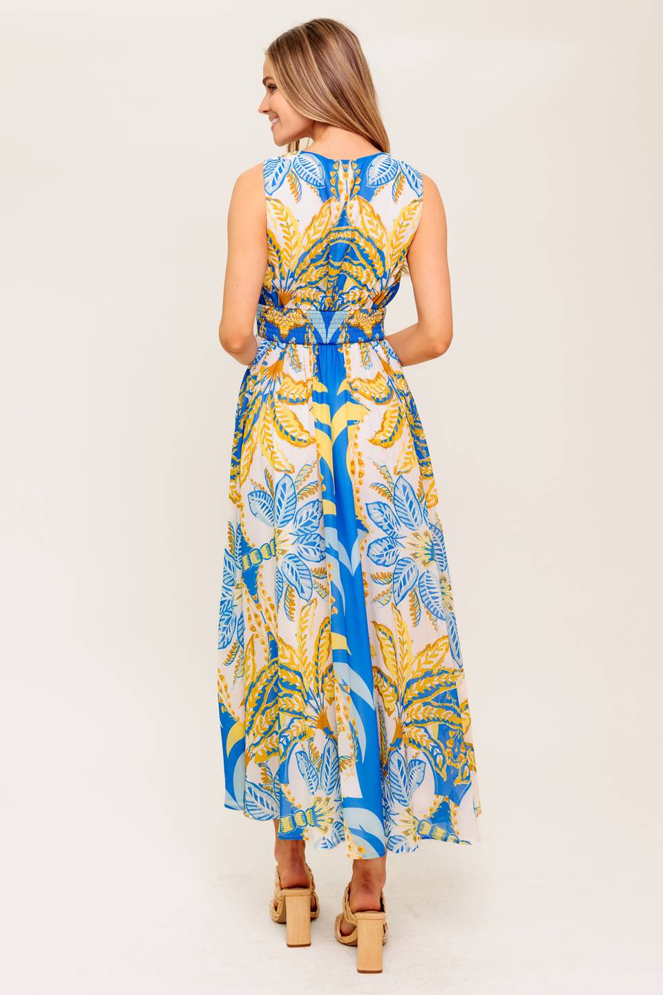 SOFT MEADOW BLUE WOVEN MIDI DRESS - By Baano