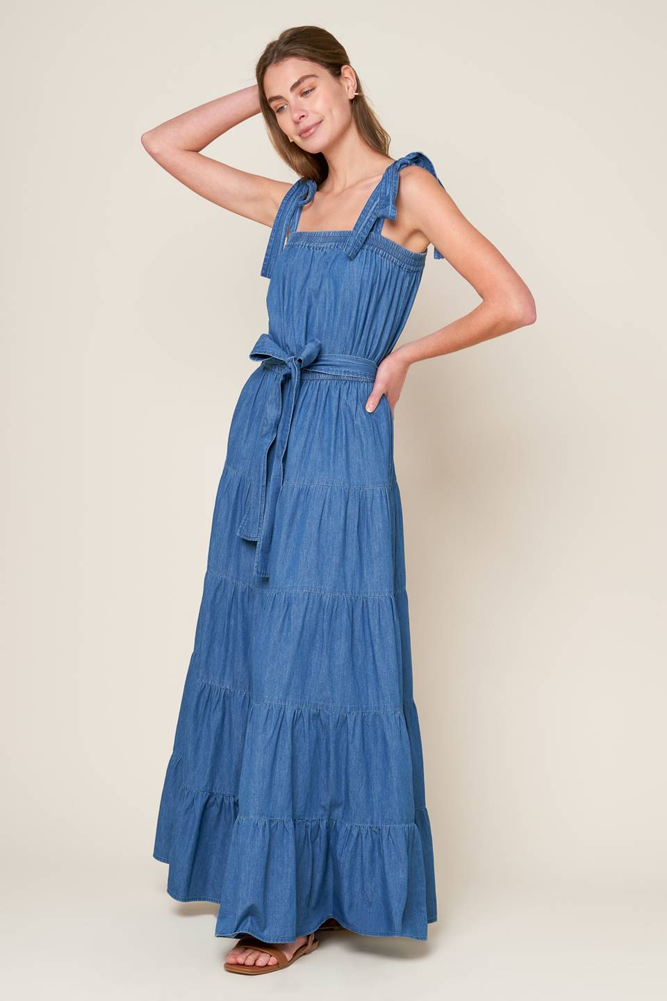 PRETTIEST BEHAVIOR CHAMBRAY MAXI DRESS - By Baano