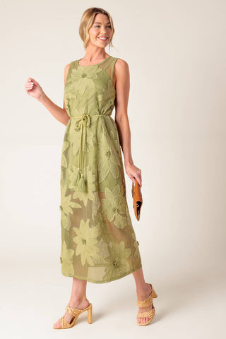 IN MY FREE TIME WOVEN LACE MIDI DRESS - By Baano