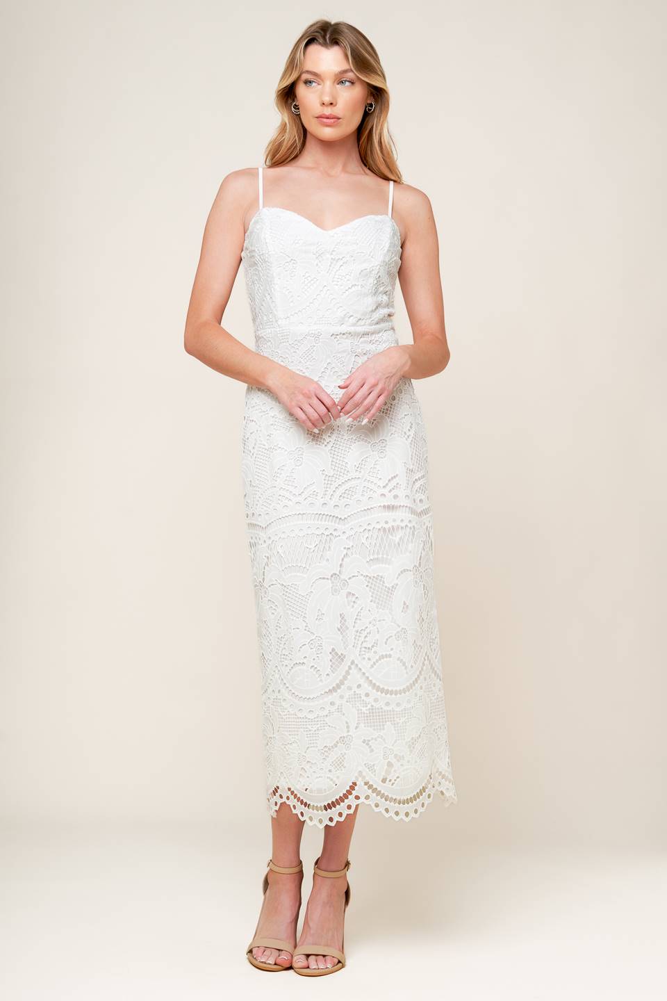 THE JOSEPHINE OFF WHITE WOVEN MIDI DRESS - By Baano