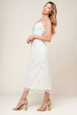 THE JOSEPHINE OFF WHITE WOVEN MIDI DRESS - By Baano