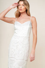 THE JOSEPHINE OFF WHITE WOVEN MIDI DRESS - By Baano