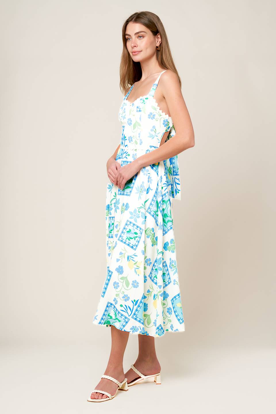 ON THE MOVE BLUE WOVEN MIDI DRESS - By Baano