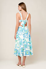 ON THE MOVE BLUE WOVEN MIDI DRESS - By Baano